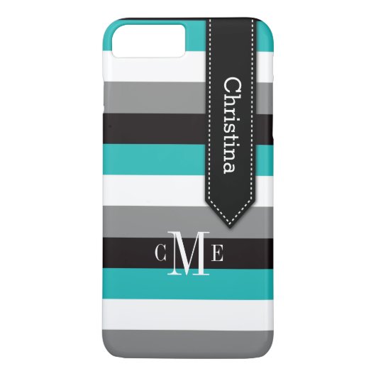 Coque iPhone 7 | Tracées | Turquoise, gris, noir (Dos)
