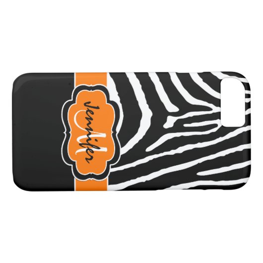 Coque iPhone 7 | Zebra Stripes | Orange (Dos (Horizontal))