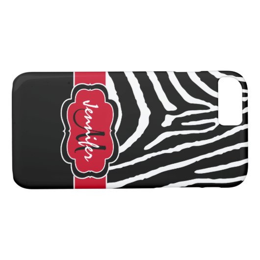 Coque iPhone 7 | Zebra Stripes | Rouge (Dos (Horizontal))