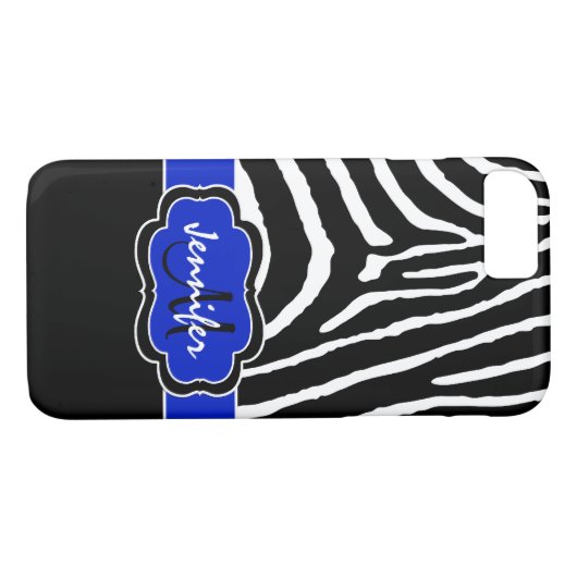 Coque iPhone 7 | Zebra Stripes | Royal Blue (Dos (Horizontal))
