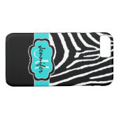 Coque iPhone 7 | Zebra Stripes | Turquoise (Dos (Horizontal))