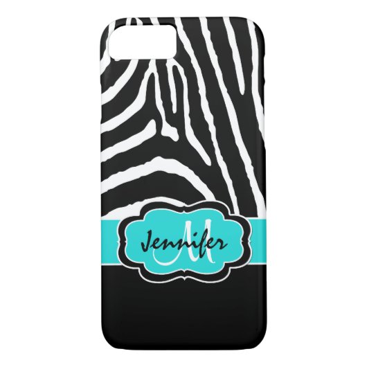 Coque iPhone 7 | Zebra Stripes | Turquoise (Dos)