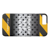 Coque iPhone 7 | Zone de construction | Jaune, noi (Dos (Horizontal))