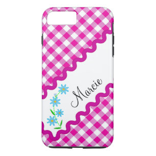 Coque iPhone 8 Plus/7 Plus Coque-Mate Tough Plus iPhone 7 Coque rose En vichy