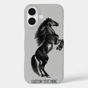 Coque iphone à cheval sauvage dressé avec texte pe