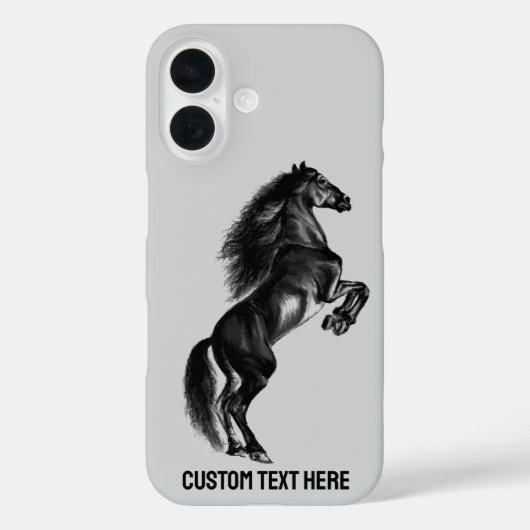 Coque iphone à cheval sauvage dressé avec texte pe (Verso)