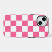 Coque iphone À damiers chèque rose blanc (Verso Horizontal)