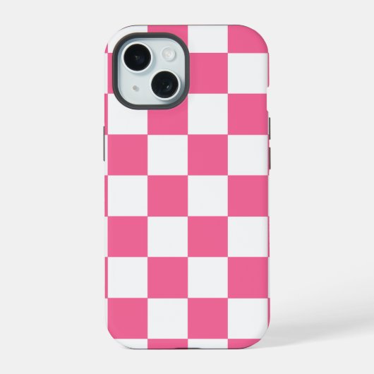 Coque iphone À damiers chèque rose blanc (Verso)