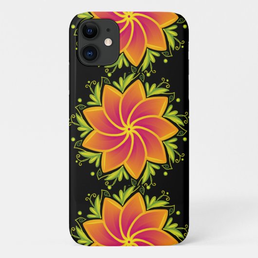 coque iphone à fleurs de coucher de soleil rose (Dos)