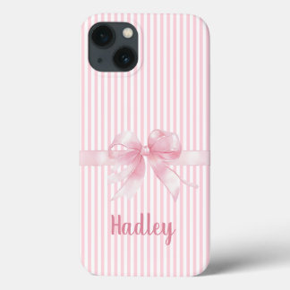 Coque iphone à rayures à poitrine rose personnalis
