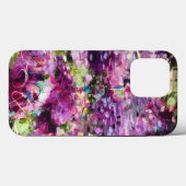Coque iphone Abstrait à motif floral pourpre (Verso (horizontal))