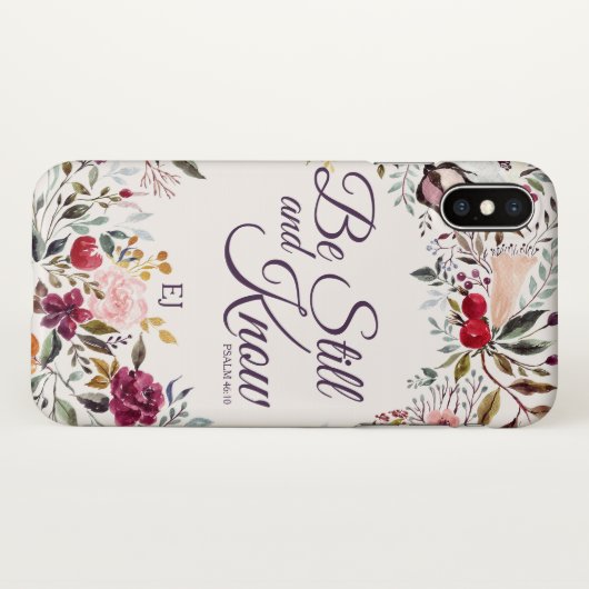 Coque iPhone Aquarelle Florale Be Psalm Monogramme (Dos (Horizontal))