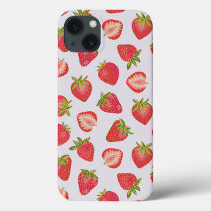 Coque iphone aux fraises roses