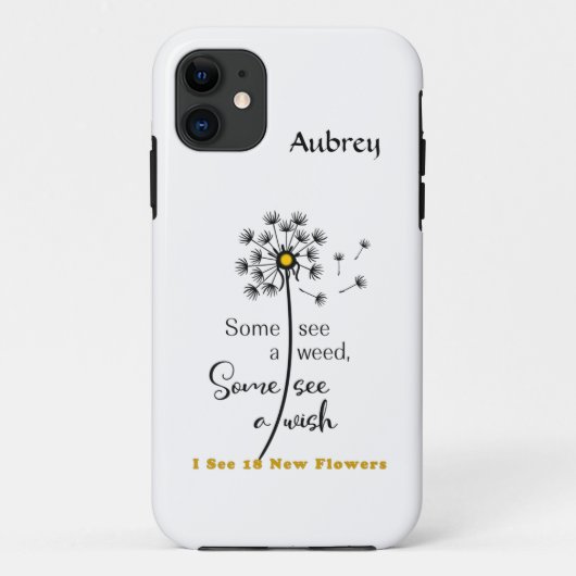 coque iphone avec Dandelion et message de soins (Dos)