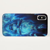 Coque iphone avec la flamme bleue et le crâne (Dos (Horizontal))