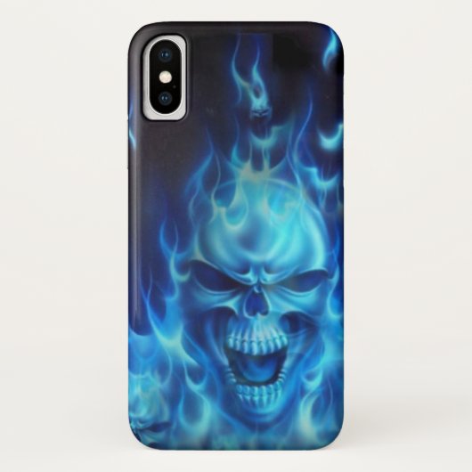 Coque iphone avec la flamme bleue et le crâne (Dos)
