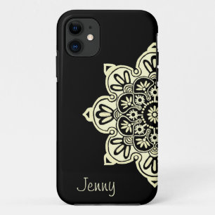 coque iphone avec médaillons de noir et de crème