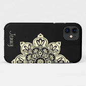coque iphone avec médaillons de noir et de crème (Dos (Horizontal))