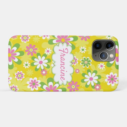 coque iphone avec motif de fleurs jaunes mod! (Dos (Horizontal))
