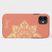 coque iphone avec pêche et médaillon jaune (Dos (Horizontal))