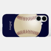 coque iphone, Baseball, Bleu, Nom personnalisé (Verso (horizontal))