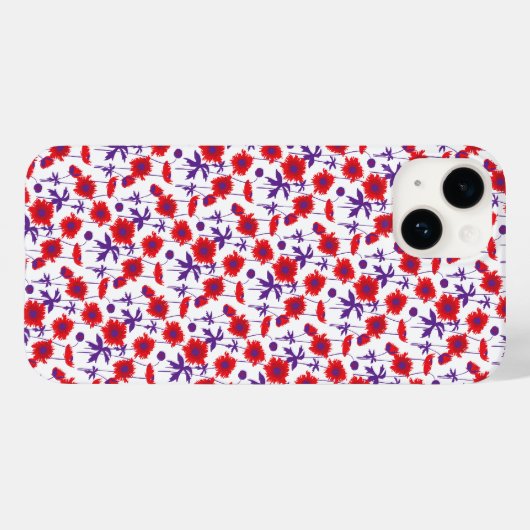 Coque iphone blanc de pavot à damas botanique (Verso (horizontal))