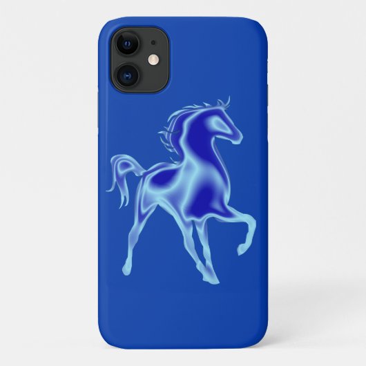 Coque iphone bleu avec cheval (Dos)