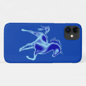 Coque iphone bleu avec cheval (Dos (Horizontal))