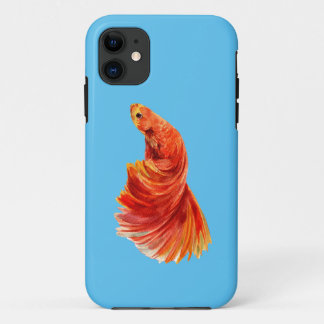 coque iphone bleu avec poisson rouge
