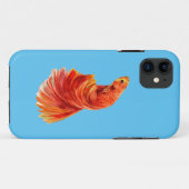 coque iphone bleu avec poisson rouge (Dos (Horizontal))