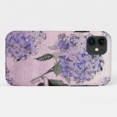 Coque iphone bleu d'hortensia d'aquarelle (Dos (Horizontal))