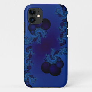 coque iphone bleu-foncé de fractale de bulle