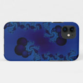 coque iphone bleu-foncé de fractale de bulle (Dos (Horizontal))