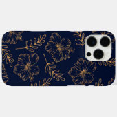 Coque iphone bleu foncé de la marine | Design flor (Verso (horizontal))