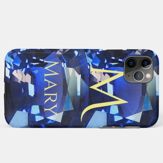 Coque iphone bleu Gemstone Sapphire (Dos (Horizontal))