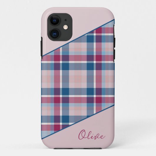 Coque iphone bleu marine rose (Dos)