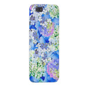 Coque iphone brillant d'hortensia bleu (Dos Gauche)