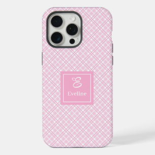 Coque iPhone Carreaux Rose Minimaliste – Monogramm