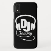 Coque iphone casque de nom DJ noir et blanc (Dos)