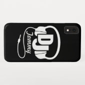 Coque iphone casque de nom DJ noir et blanc (Dos (Horizontal))