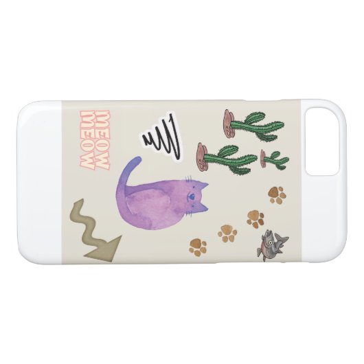 Coque iphone Chat Poisson Cactus Paws Meow (Dos (Horizontal))