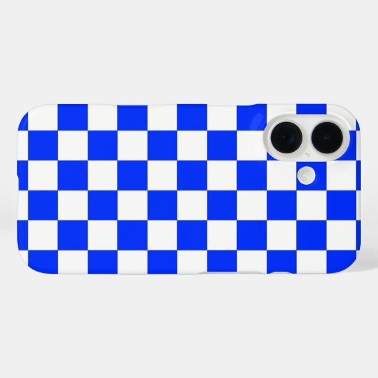 Coque iphone chèque À damiers blanc bleu (Verso (horizontal))