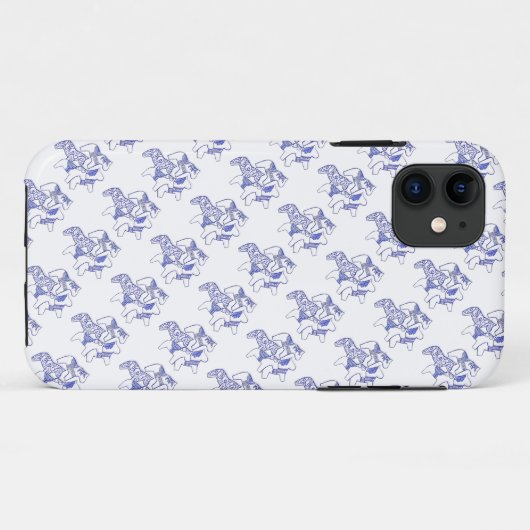 Coque iphone Cheval bleu et blanc (Dos (Horizontal))