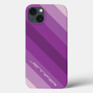 coque iphone cinq bandes diagonales violettes pers