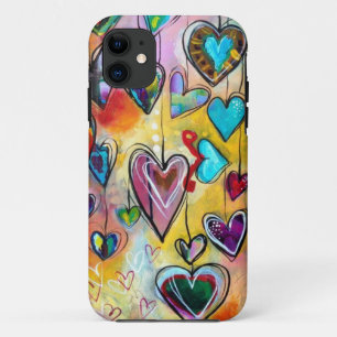 coque iphone - Coeurs multicolores