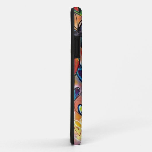 coque iphone - Coeurs multicolores (Dos/Droite)