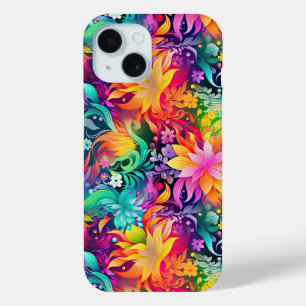 Coque iphone coloré arc-en-ciel à motifs floraux
