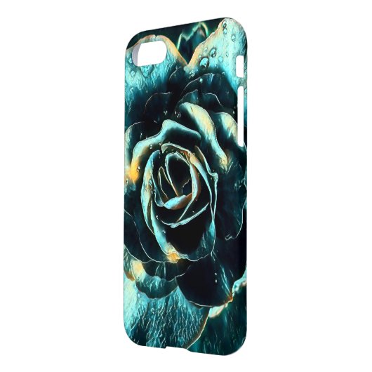 Coque iPhone Conception de rose de bleu (Dos gauche)