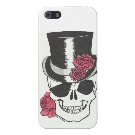 Coque iPhone crâne de l'iphone 5 avec le cas de roses (Dos)