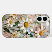 Coque iPhone Cute Daisy Motif vitrail floral (Verso (horizontal))